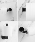 Matte Black 10 Piece Bathroom Hardware Set Includes Two 24 Inch Towel Bars A Towel Ring A Toilet Paper Holder And Four Robe Hooks Rustproof Metal Bath Accessories For A Modern Home Upgrade showing close-up of toilet paper holder
