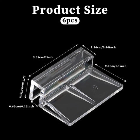 Heavy Duty Aquarium Lid Clips For Rimless Fish Tank Six Pack Glass Top Holders Cover Support Clamps Fitting 6mm Acrylic Tanks with size dimensions