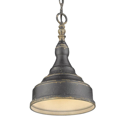 Keating Mini Pendant Light In Antique Black Damp Rated Ceiling Fixture With Warm Cream Interior To Brighten Up Sinks Or Kitchen Islands And Grouping, Modern Farmhouse Style