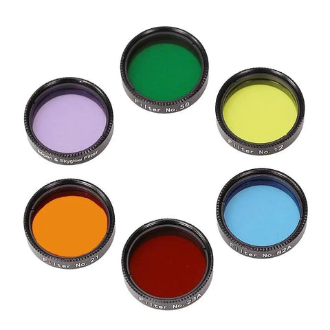 1.25 Inch Telescope Eyepiece Filter Kit With Storage Case, 6 Color Filters For Lunar And Planetary Viewing
