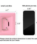 Kid Friendly Locking Cash Box With Top Slot Pink Metal Money Safe For Coins And Cash Portable Small Safe Box For Jewelry And Valuables Compact 5.9 By 4.7 By 2.9 Inches shown next to smartphone for size comparison