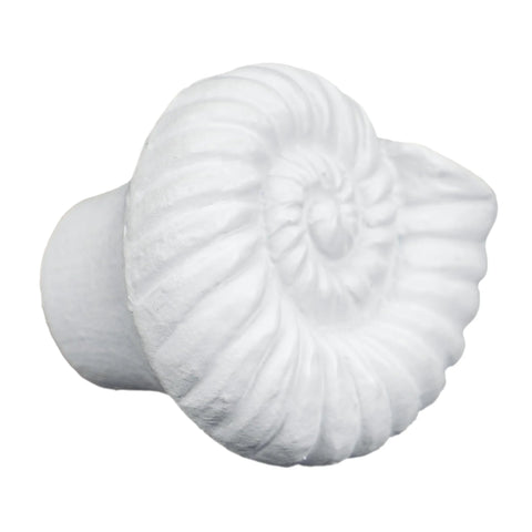 Single knob from Six Pack Resin Beach Conch Cabinet Knobs In Antique White Finish, 3D Shell Pull Handles For Cabinets