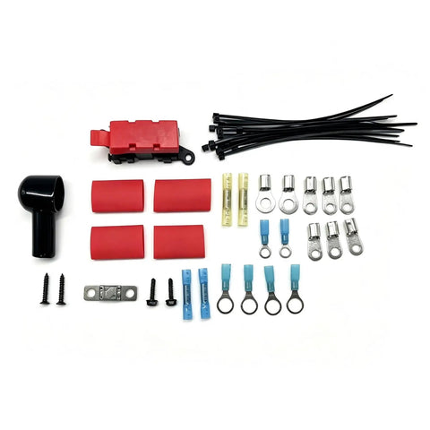Heavy Duty Ford Alternator Stator Swap Wiring Harness Kit Upgrade Plug And Play Cable Conversion For 1984 Plus Models 1G To 2G 3G Electric Systems Easy Direct Install Garage Tested Street Ready Setup wiring parts and connectors laid out on a white background.