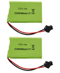 Two Pack 3.7V 600mAh Li-Ion Rechargeable Batteries With 2 USB Charger Cables For RC Dog Robot K9 Remote Control Toys, SM-2P Connector