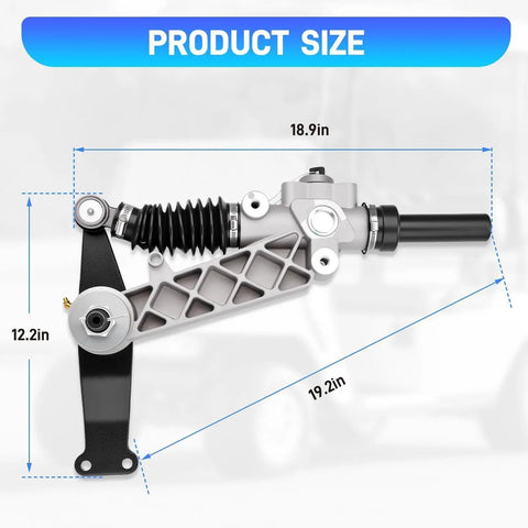 Golf Cart Steering Gear Box Assembly And Steering Rack Replacement Fits TXT Medalist 1994.6 Through 2001 And ST350 Workhorse 1996 And Up Gas Or Electric Models Replaces 70314G01 70314G02 70723G02 shown with dimensions