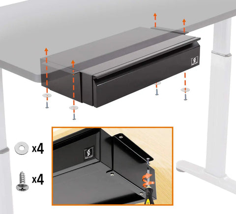 Solid Under Desk Drawer With Smooth Glide Tracks, No Fuss Pull Out Storage Bin, Quick Mount Workstation Rack, Super Clean Office Setup Organizer Black