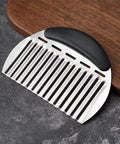 Crinkle cutter with heavy-duty stainless steel blade and black ergonomic handle; large wavy slicer for potatoes and vegetables