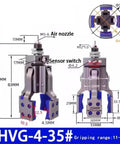 Pro Grade Pneumatic Fixture Cylinder With Four Claw Clamp And Sensor Switch Mini Gripper Arm For Precise Mechanical Finger Handling Water Spout Clip Durable Industrial Clamp System AHVG35, dimensions visible