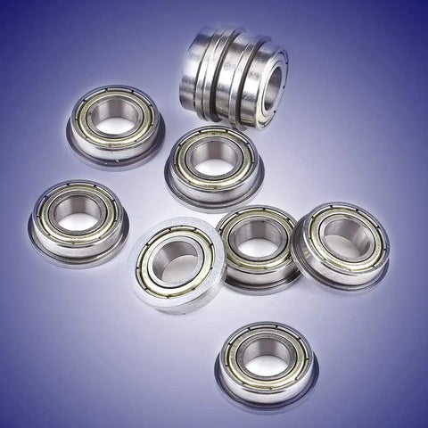 Mini Ball Bearings Set, 10 Pcs F688ZZ Steel Double Shielded Flange Miniature Bearings For Motors, High Precision, Low Noise, Durable Bearing Kit, 8x16x5mm; 10 bearings shown