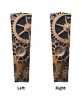 Lock In Your Cool Vibe With These Dope Steampunk Mechanical Gears Arm Sleeves, left and right view, featuring gear design, 43 cm long.