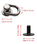 Hella Sturdy Gun Black D Ring Purse Hardware Kit Featuring Premium Zinc Alloy Ball Post Stud Screws, 12mm D ring.