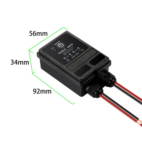 Beefy Waterproof Wireless Relay Switch For Outdoor Lighting With Long Range RF Remote 324ft Range DC 12V-72V 30A Max Load dimensions