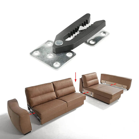 Beefy Heavy Duty Sofa Connector Clip For Sectional Couches Keeps Pieces From Sliding with rust-proof metal joint buckle, brown couch setup