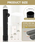 Adjustable Folding Table Leg Risers Four Pack Metal Height Extenders For Straight And Bent Legs dimensions for installation.