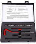 M8x1.25 Stainless Steel Thread Repair Kit For Automotive And HVAC Systems Restores Damaged Female Threads In Aluminum And Other Metals With True Precision And Built Tough Durability For Industrial Machinery High Voltage Gear And Microwave Equipment, open case with inserts