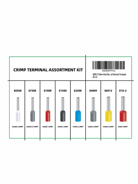 Hook Up Ready Wire Connectors Kit With Tinned Copper Insulated Terminals And Crimp Pins, AWG 22 8 Terminal Assortment, Electrical Wiring Set In Handy Plastic Box For Easy Storage, Durable Crimp Connections For Auto And DIY Projects. Crimp terminal assortment kit, 8 insulated sizes
