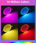 Smart Recessed Lighting 6 Inch LED Downlight 14W 1400LM RGBWW With WiFi And Bluetooth displaying various colors
