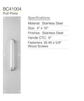 Commercial 16 Inch Stainless Steel Pull Door Plate With Rust And Corrosion Resistance For High Traffic Entrances