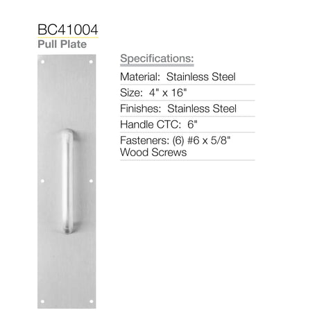 Commercial 16 Inch Stainless Steel Pull Door Plate With Rust And Corrosion Resistance For High Traffic Entrances