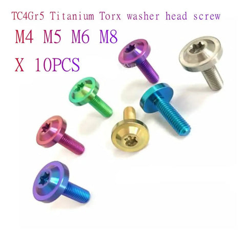 Premium Grade 5 Titanium Torx Flange Button Head Bolts M4 M5 M6 M8 With Collar Heavy Duty Corrosion Resistant Fasteners For Custom Builds Daily Drivers And Shop Work 10 Piece Kit colorful assortment of screws
