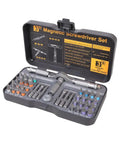 40 Piece Ratchet Tool Kit For Home And Professional Use With Magnetic Bits Detachable T Handle in open case