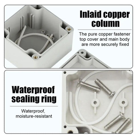 Illustration showing inlaid copper column and waterproof sealing ring inside electronic junction box