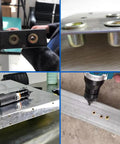 M12 Carbon Steel Rivet Nuts Flat Head Threaded Inserts Heavy Duty Assort Kit installed in metal surface with drill.