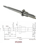20mm Anti Backlash Ball Screw Kit SFU2005 RM2005 2500mm Lead With 5mm Pitch Ball Screw Nut BK BF15 End Supports Flexible Coupler For CNC Machines Smooth Low Noise High Precision Upgrade, SFU2005 screw and BK15/BF15 diagram