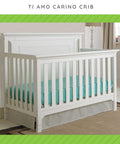 Ti Amo Carino Crib in a nursery, convertible to full-size bed with Full Size Bed Rail Conversion Kit For Ti Amo Convertible Cribs.