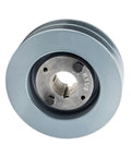 5 Inch Cast Iron Dual Groove Pulley For B Section 5L Belts With One And One Eighth Inch Sheave Bushing Gray Finish