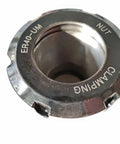 Close-up of ER40 collet chuck for ER40 Quad Chuck System With Four-Sided Square Block For Rock-Solid Stability.