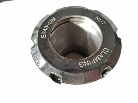 Close-up of ER40 collet chuck for ER40 Quad Chuck System With Four-Sided Square Block For Rock-Solid Stability.