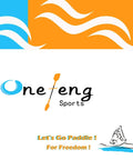 Oneteng Sports logo with blue and orange waves and kayaking illustration.