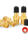 Four Heavy Duty Brass Tank Valves For Air Compressors With Schrader Valve One Eighth Inch NPT Anti Corrosion Male Connection