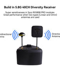 All In One FPV Goggles With DVR And Real Time Video, 5.8G 40CH, showing omnidirectional and directional antennas