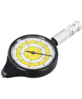 Map Distance Meter Wheel, Mechanical Route Measurer for Curved Paths, Cartography Tool, Mileage Measuring for Travel Planning and Hiking, Aluminum Alloy + ABS + Acrylic, 95 x 45 x 12 mm, Black displaying a clear yellow dial for precise measurement.