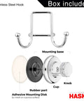 Diagram of Powerful Vacuum Suction Cup Hooks Holder For Towel Robe And Loofah In Chrome Stainless Steel Rust Resistant.