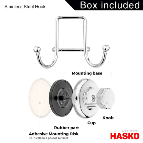 Diagram of Powerful Vacuum Suction Cup Hooks Holder For Towel Robe And Loofah In Chrome Stainless Steel Rust Resistant.