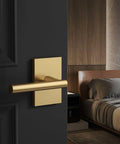 Champagne Bronze Dummy Interior Door Handles 1 Pack, Non Functional Decorative Hardware for Interior Doors, Easy Install, Dope Finish, Durable, Modern Home Renovation Upgrade, Safe, Stylish, Budget Friendly on black bedroom door