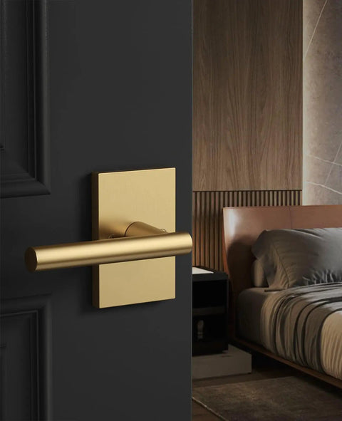 Champagne Bronze Dummy Interior Door Handles 1 Pack, Non Functional Decorative Hardware for Interior Doors, Easy Install, Dope Finish, Durable, Modern Home Renovation Upgrade, Safe, Stylish, Budget Friendly on black bedroom door