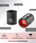 Close-up of Three Eighths Inch Drive Magnetic Impact Socket Set with CrMo, featuring 6 Point design and size marking.