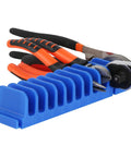 Magnetic Plier Organizer Set 24-Piece Modular Tool Holders for Toolbox and Drawer Storage in blue with tools inserted