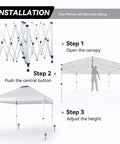 Installation steps for 10 by 10 Foot Pop Up Canopy Tent With Sand Weight Bag Freestanding Sun Shelter For Picnic And Camping