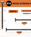 Heavy Duty Wood Screws Assortment Kit Offering Rock Solid Alloy Steel Build And A Top Shelf Rust Resistant Coating for 60pcs of varying sizes.