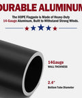 14-gauge aluminum tube of 20Ft RV Telescoping Flag Pole Kit With Heavy Duty 14 Gauge Aluminum Flagpole And Tire Mount Base Portable Flag Kit