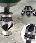 SOCOJE 3-piece countersink drill bit set with 1/4in hex shank, 5-flute Ø12/16/19mm front view