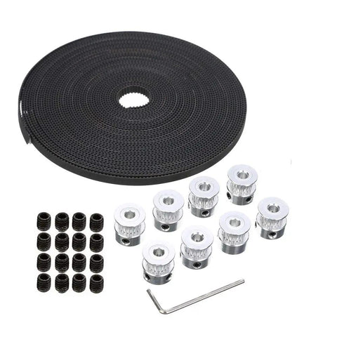 GT2 Timing Belt Pulley 20 Tooth 5mm Bore Pack Of 8 With 5 Meters Rubber Belt And Tensioner For 3D Printers Reprap Prusa MendelMax Laser Engraving Precision Positioning