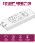 25W Triac Dimmable LED Driver Power Supply 120V AC to 24V DC Transformer for LED Lighting with security protection details.