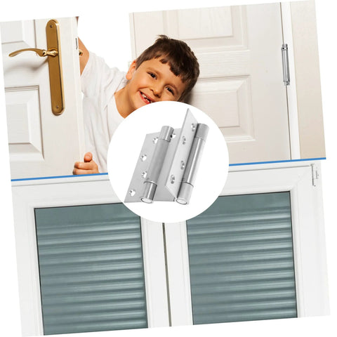 NUOBESTY 1 pair double swinging door hinge set, silver metal, self-closing hardware