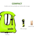 Inflatable Snorkel Vest For Adults With High Buoyancy Up To 220 Lbs Quick Inflate Free Diving Snorkeling Jacket For Safe Swimming Bright Green